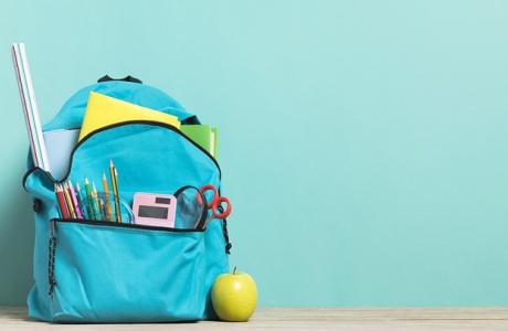 Backpack with apple