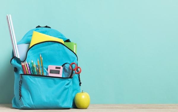 Backpack with apple